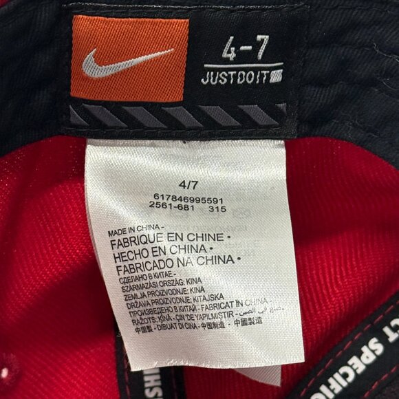 Nike Snapback Hat Cap Big Swoosh Logo Red‎ Black Youth 4-7 Boys Adjustable - Picture 10 of 12